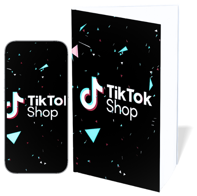 Livro e celular com o material do curso TikTok Shop